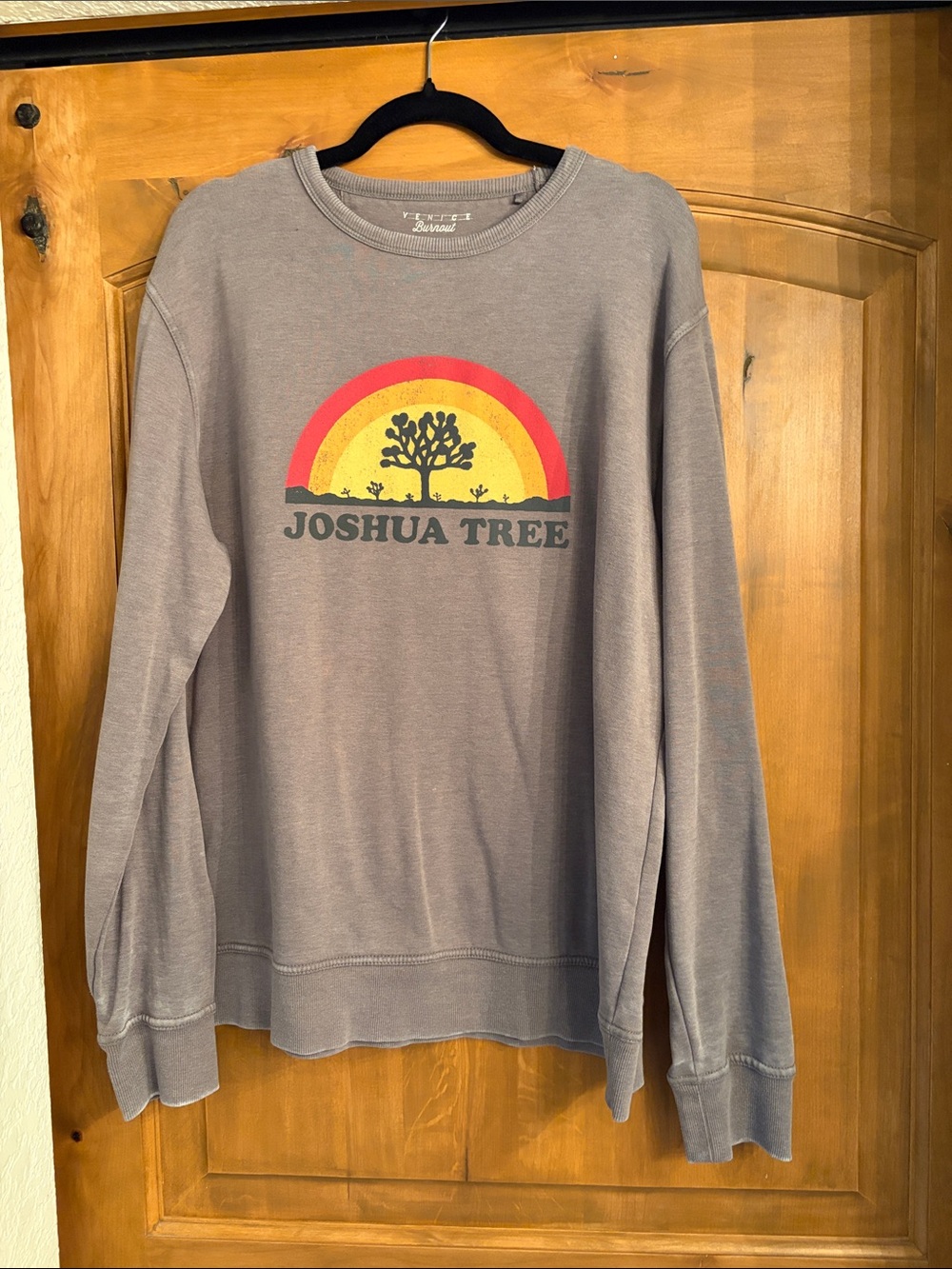 Lucky Brand Joshua Tree Graphic Crewneck - Gray with Red & Yellow Accents